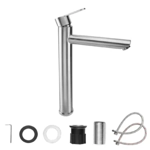 HAUSHOF Basin Faucet Chrome Kitchen Faucet Stainless Steel Kitchen Faucet Faucets Sprayer Kitchen Sink Faucet Deck Mount<span> - </span>HH22056AS