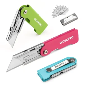 WORKPRO 3-Piece Stainless Steel Utility Knife Quick-change Folding with Extra 10 Blades