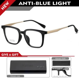 VICKY New Simple Geometric Design Ultralight Pure Titanium Myopia Anti-blue Light Reading Glasses Customized Prescription 8005