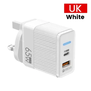 Olaf 65W GaN Charger USB Type C Quick Charge Korean US UK Plug Fast Charging Adapter For iPhone 13 Xiaomi Samsung PD Chargers<span> - </span>UK White