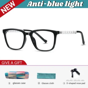 VICKY New Rectangular Frame Personalized Fashion Design Anti Blue Light Reading Glasses Men Customizable Prescription LS017