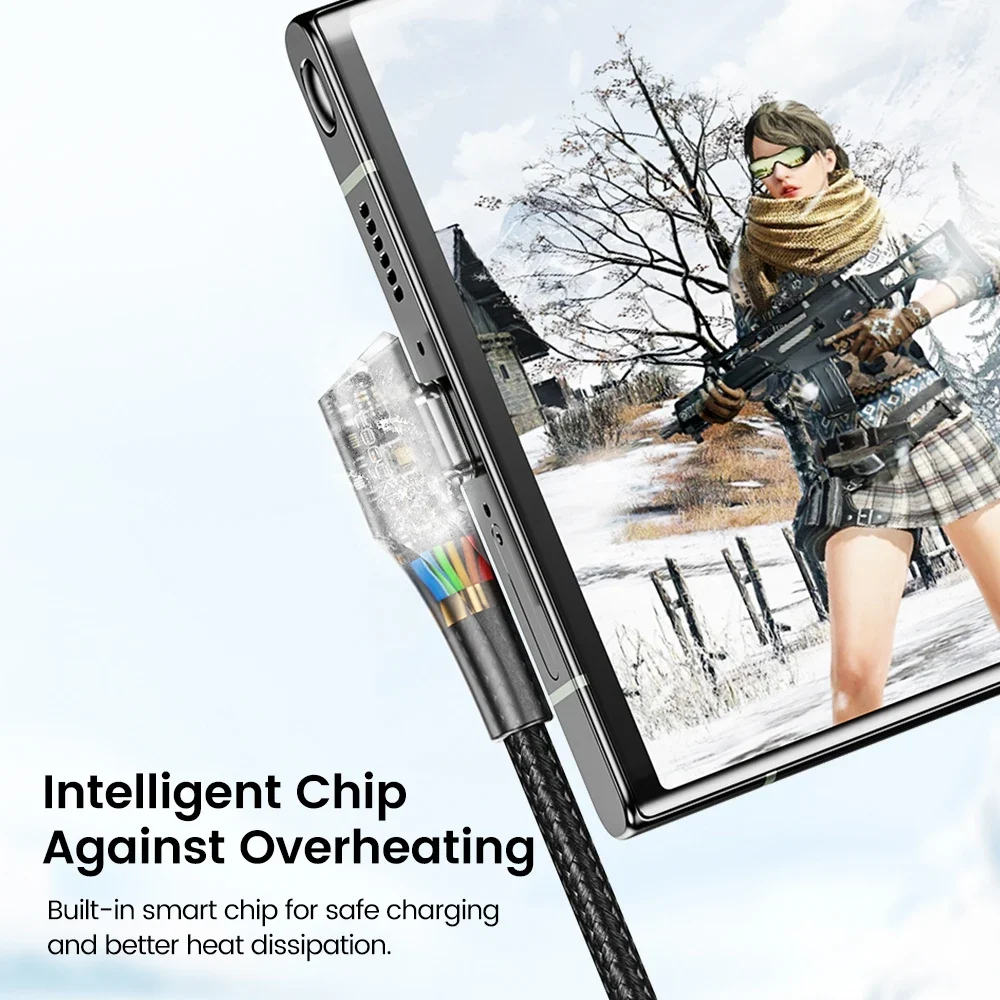 Toocki Double Elbow USB Type C Cable 3A Fast Charging 90 Degree USB C Cable For Xiaomi Samsung Huawei LG Data C Type Game Cord - الصورة 3