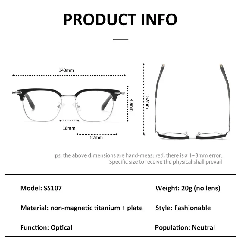 VICKY Fashion New Geometric Design Men's Anti-Blue Light Glasses Customizable Prescription Women's Reading Glasses SS-107 - الصورة 5