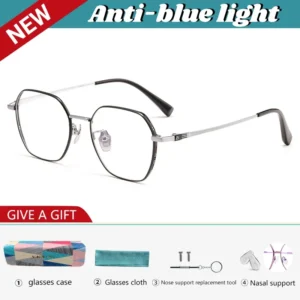 VICKY New Geometric Square Design Cylinder Eyewear Anti-blue Light Reading Glasses Men Myopia Customized Prescription W87008