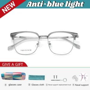 VICKY Classic Personalized Rectangle Blue Light Blocking Reading Glasses Women IP Vacuum Electroplated Men Prescription 71043