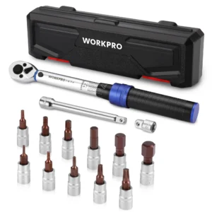 WORKPRO 14PCS Drive Torque Wrench Set 1/4-Inch 2-26N.m Hex Torque Quick Release Ratchet Wrench Handle Repair Tool
