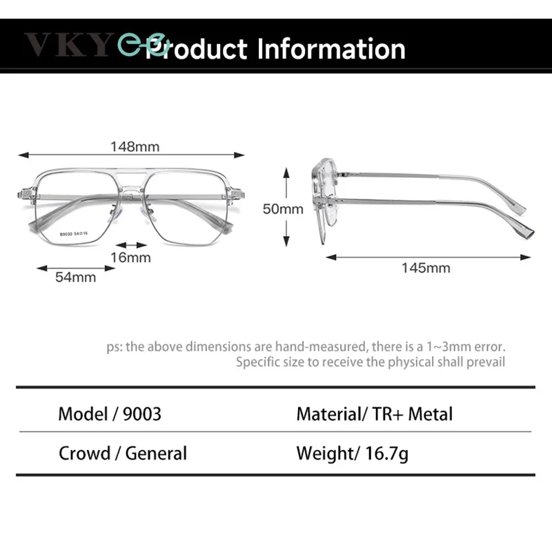 VICKY Fashion New Models of Personalized Simple Design Men's Anti-blue Light Reading Glasses Can Be Customized Prescription 9030 - الصورة 5