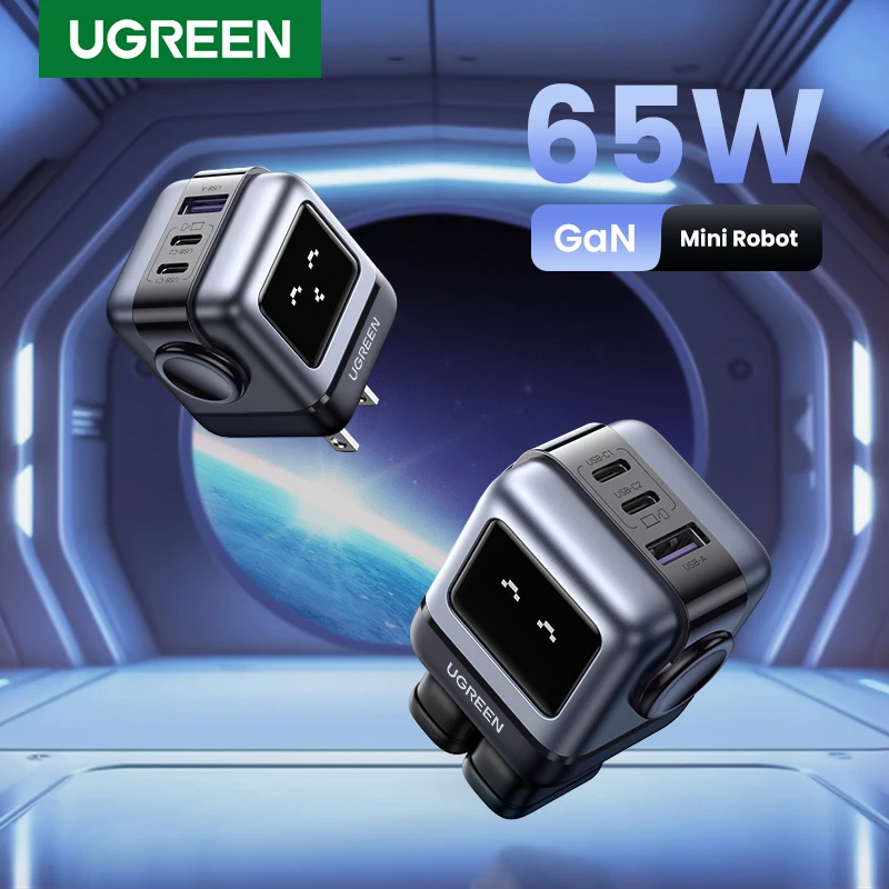 【US Plug】UGREEN 65W 30W GaN Charger Robot Design PD3.0 Fast Charger QC4.0 3.0 PPS for iPhone 17 16 15 Pro Macbook Laptop Table
