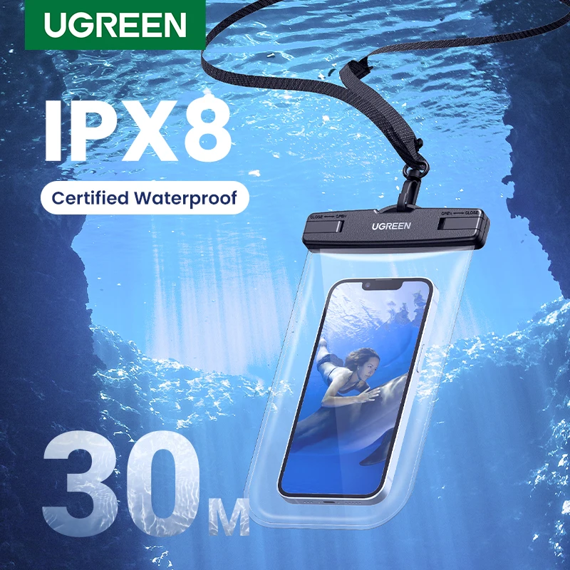 UGREEN 7.2 inch IPX8 Waterproof Phone Case Bag For iPhone 16 15 14 13 12 Pro Max Samsung Universal Swimming Protective Pouch Bag