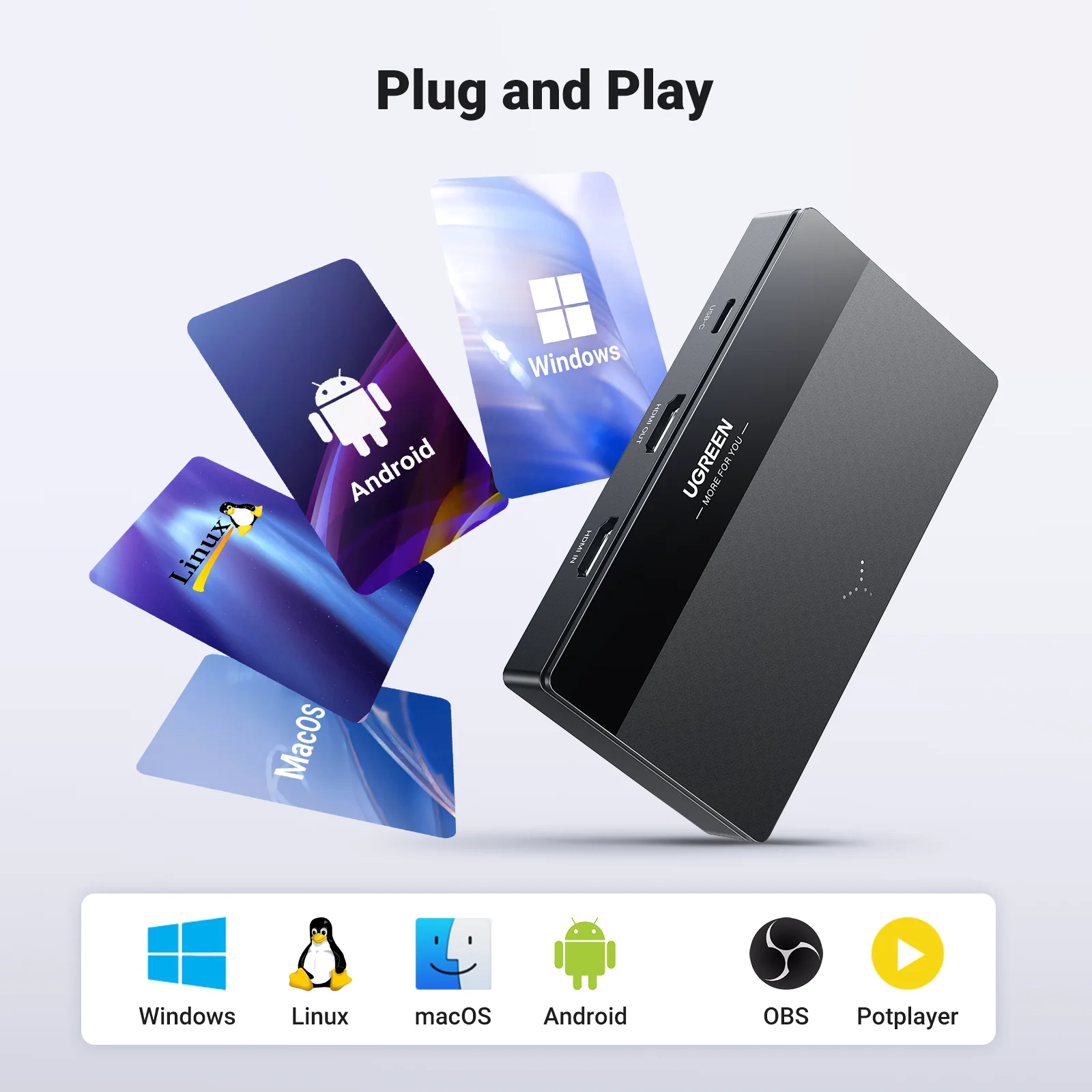 UGREEN HDMI Video Capture Card 4K60Hz HDMI to USB/Type-C Video Grabber Box for Computer Camera Live Stream Record Meeting - الصورة 5