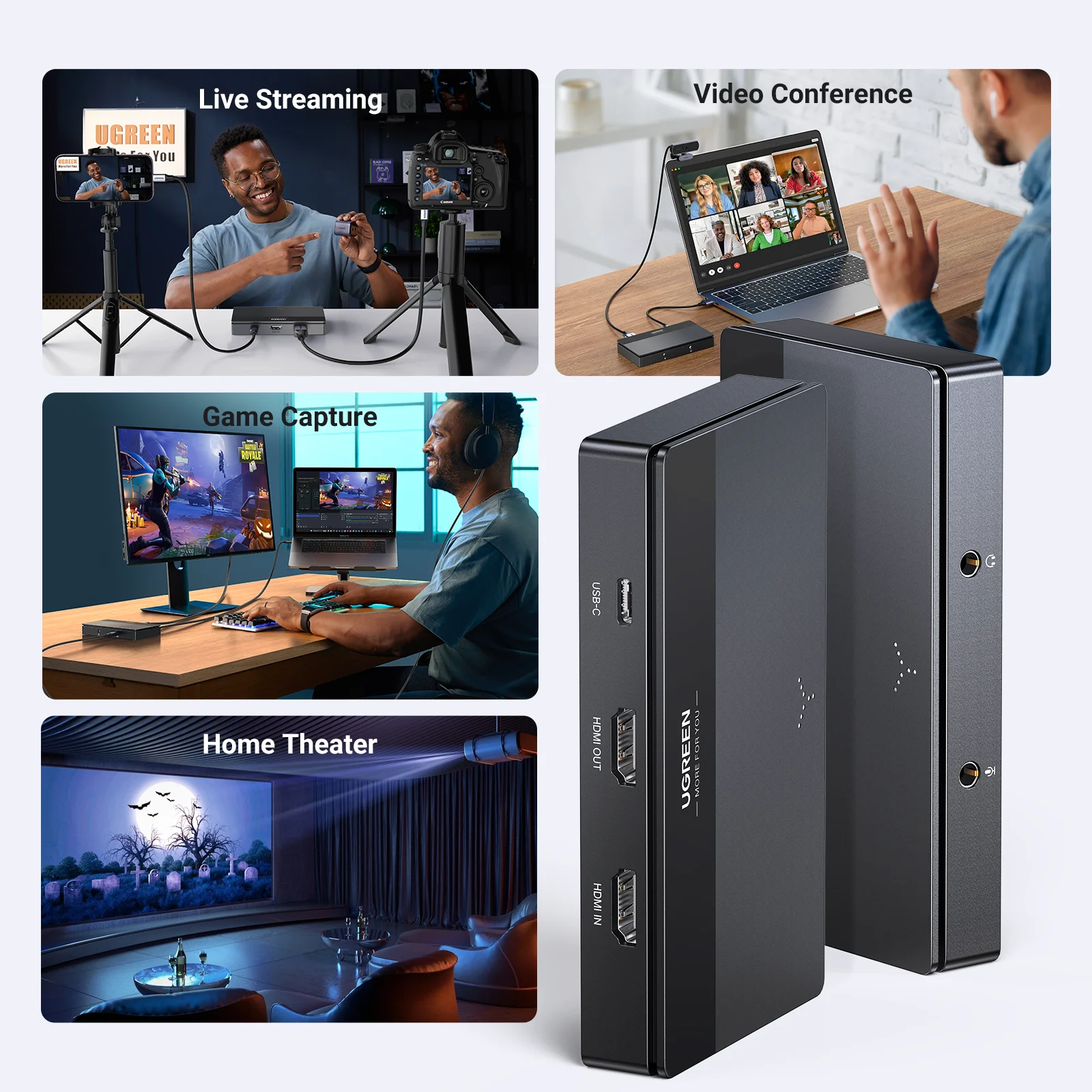 UGREEN HDMI Video Capture Card 4K60Hz HDMI to USB/Type-C Video Grabber Box for Computer Camera Live Stream Record Meeting - الصورة 6