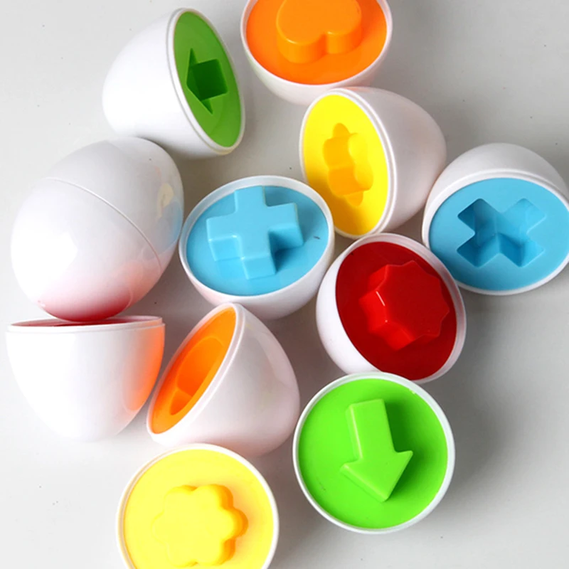 6pcs Montessori Smart Eggs 3D Puzzle Toys for Children Educational Learning Math Toy Kids Color Shape Recognize Match Easter Egg - الصورة 3