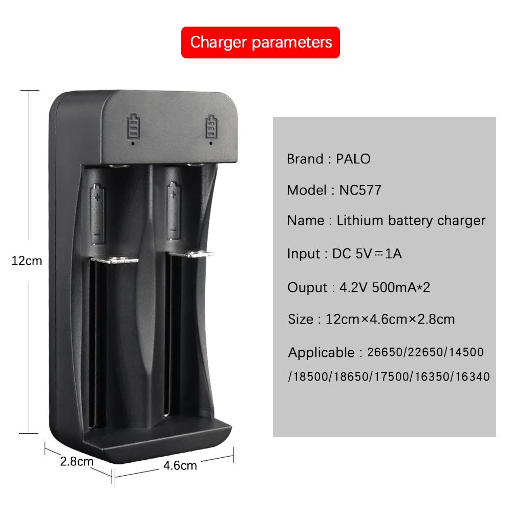 Palo 14500 18650 18500 3.7V lithium rechargeable battery charger LED smart charger for 3.7V li-ion battery 14500 18550 16340 - Image 3