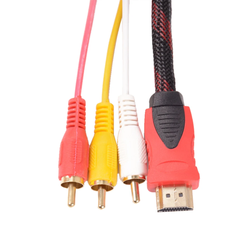 1.5M Conversion Converter HDMI-compatible to RCA Cable Male to 3 RCA AV Male AV Composite Male M/M Connector Adapter Cable Cord - الصورة 4
