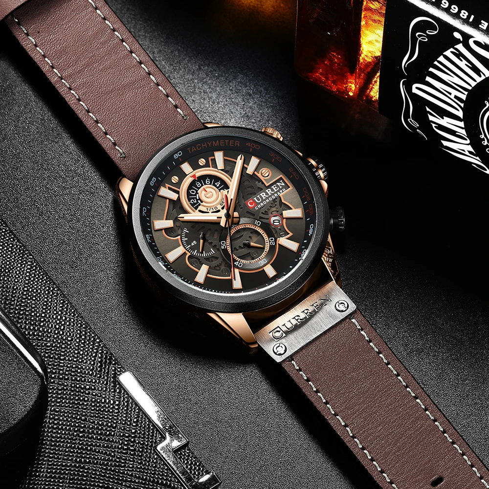 CURREN Watch for Men Top Brand Watches Leather Strap Wristwatch Fashion Chronograph Sport Quartz Clock Male Gift - Image 4