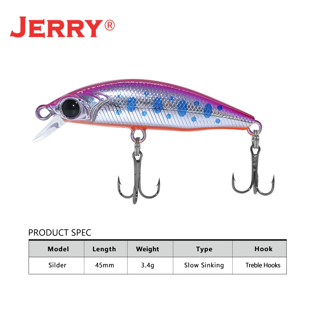 Jerry Silder Ultralight Spinning Fishing Lures Micro Minnow Lure Hard Bait Slow Sinking Jerkbait Crankbait Trout Bass Lures 45mm - الصورة 3