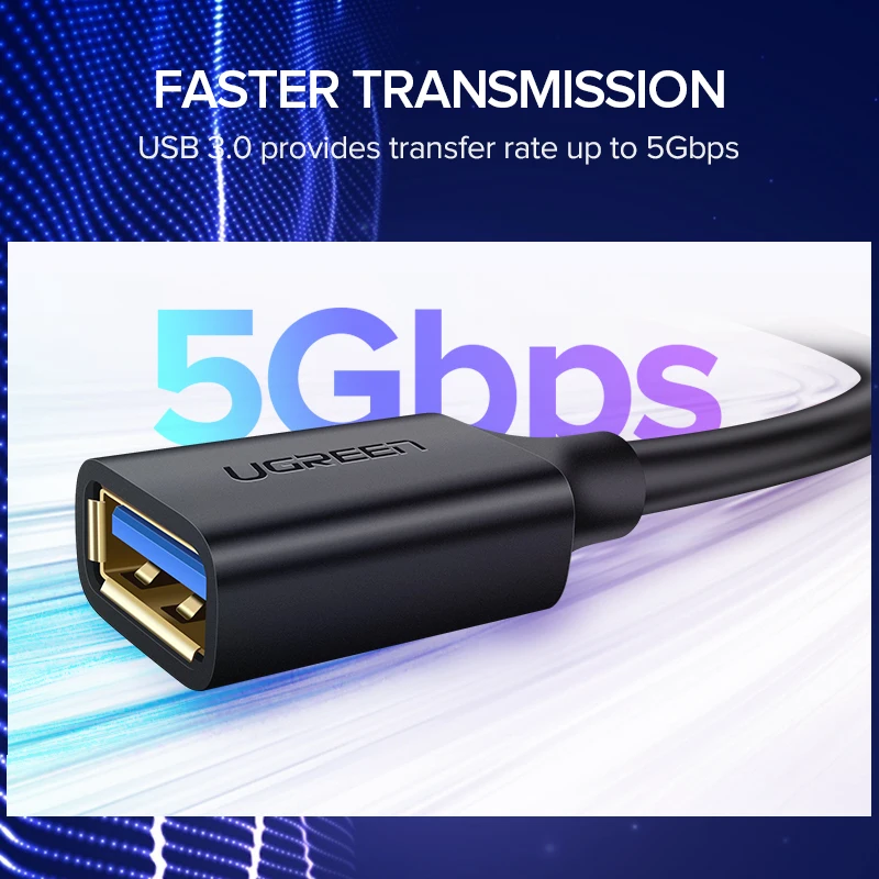 UGREEN USB Extension Cable USB 3.0 Cable for Smart Laptop PC TV Xbox One SSD USB 3.0 2.0 Extender Cord Mini Fast Speed Cable - Image 2