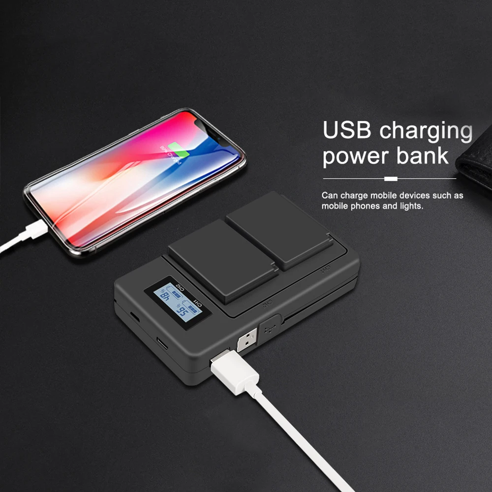 PALO USB fast charge smart LCD digital charger for NPW126 NP-W126 battery Fujifilm HS50 HS35 HS30 EXR XA1 XE1 X-Pro1 XM1 X-T10 - الصورة 3