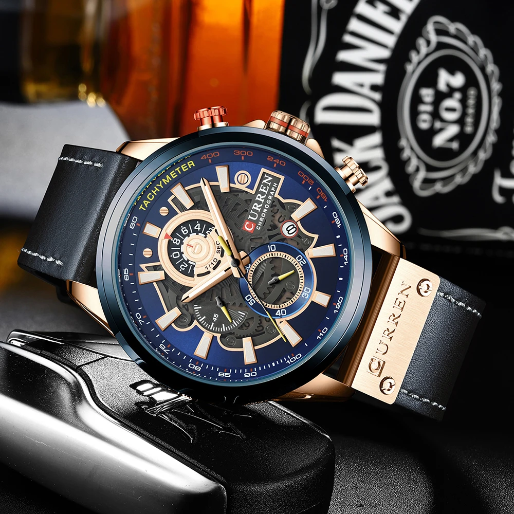 CURREN Watch for Men Top Brand Watches Leather Strap Wristwatch Fashion Chronograph Sport Quartz Clock Male Gift - Image 5