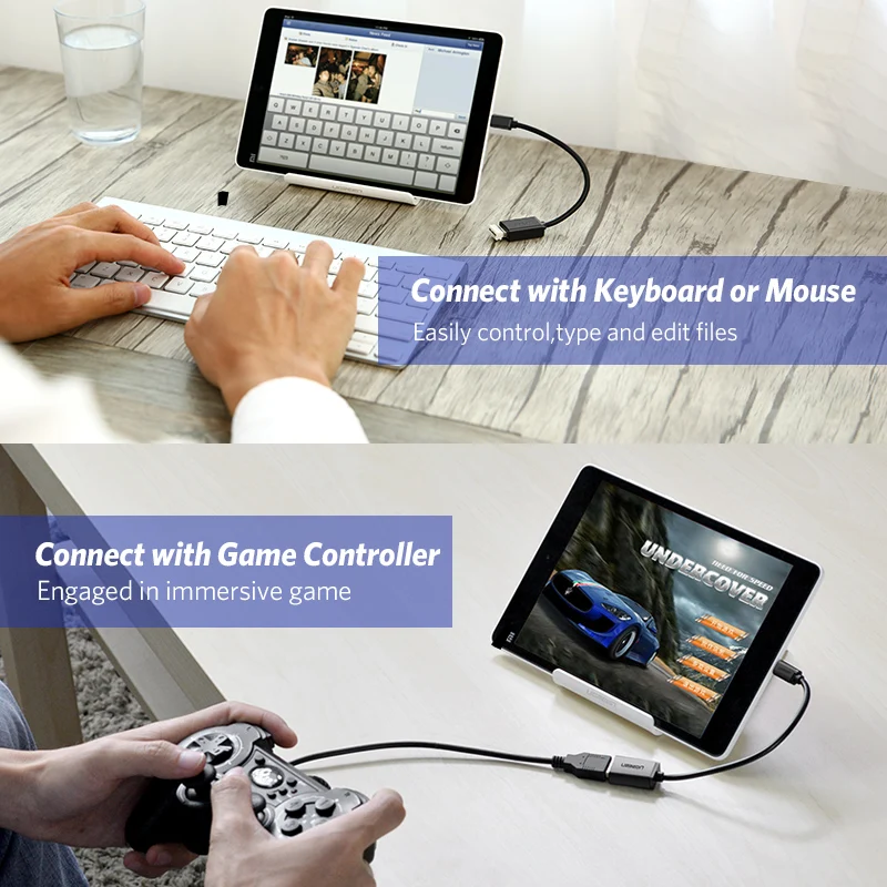 Ugreen Micro USB OTG Cable Adapter for Xiaomi Redmi Note 5 Micro USB Connector For Samsung S6 Tablet Android USB 2.0 OTG Adapter - الصورة 5