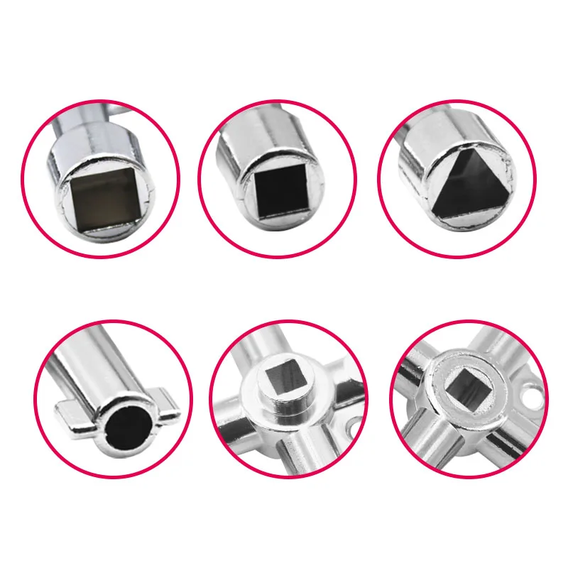 4 Way Universal Cross Triangle Wrench KEY for Train Electrical Elevator Cabinet Valve Alloy Triangle - الصورة 2