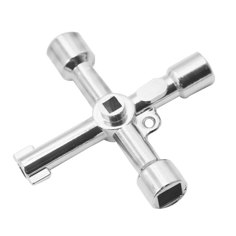 4 Way Universal Cross Triangle Wrench KEY for Train Electrical Elevator Cabinet Valve Alloy Triangle - الصورة 5