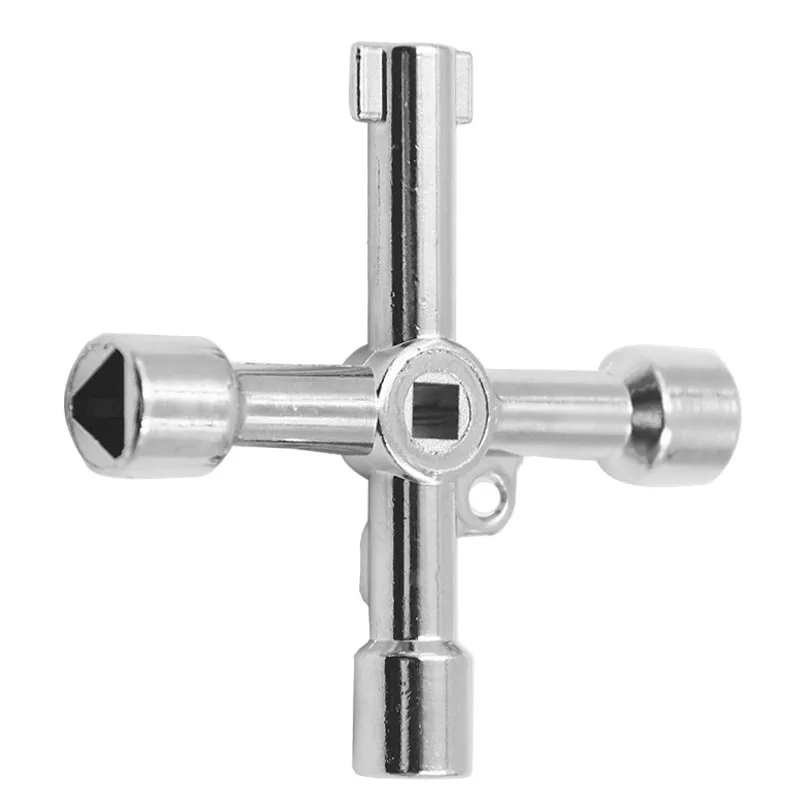 4 Way Universal Cross Triangle Wrench KEY for Train Electrical Elevator Cabinet Valve Alloy Triangle - الصورة 3