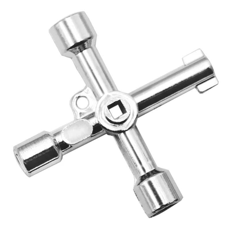 4 Way Universal Cross Triangle Wrench KEY for Train Electrical Elevator Cabinet Valve Alloy Triangle - الصورة 6