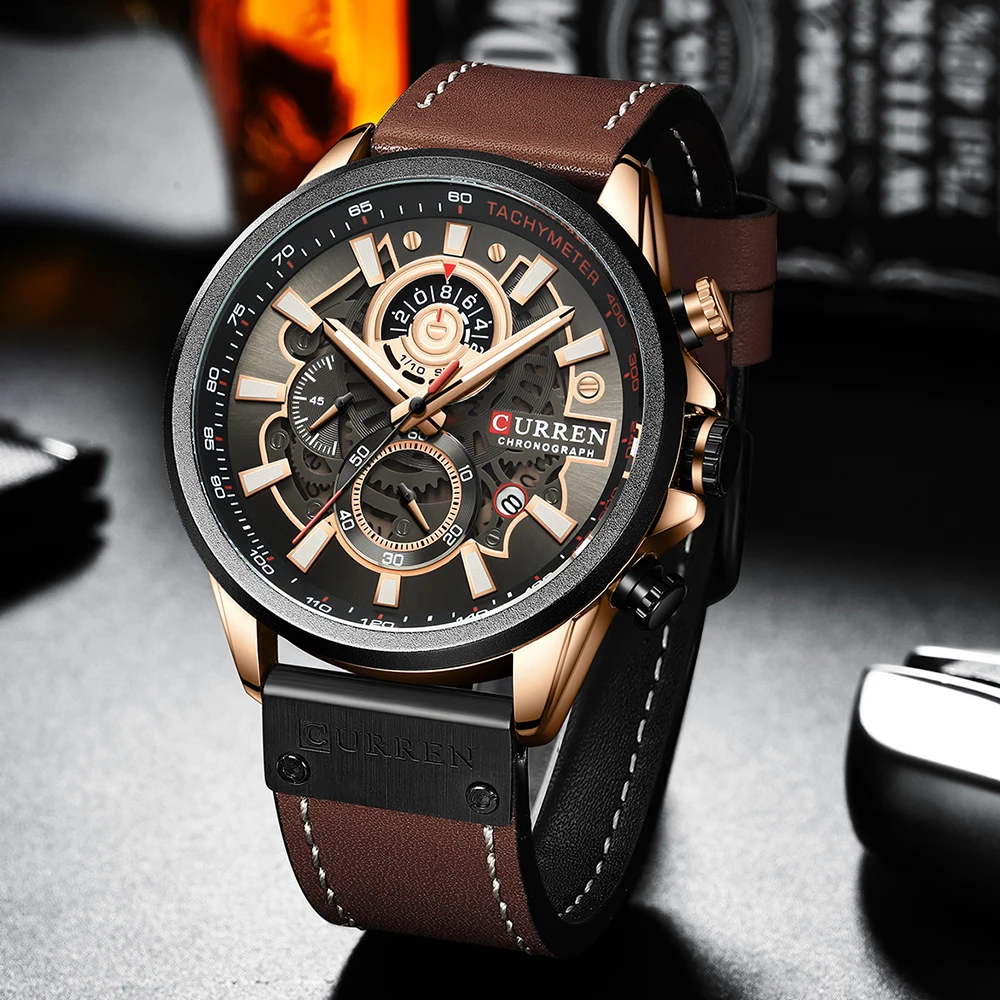 CURREN Watch for Men Top Brand Watches Leather Strap Wristwatch Fashion Chronograph Sport Quartz Clock Male Gift - Image 3