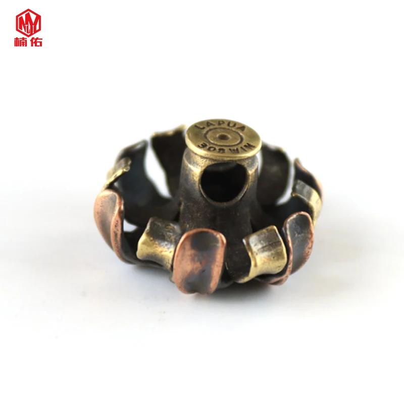 1 PCS Army Fan Couple Bullet Flower EDC Brass Knife Beads Outdoor Camping Tool Accessories Survival Parachute Paracord Beads - الصورة 4