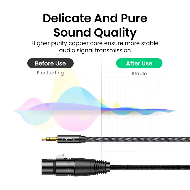 UGREEN XLR to 3.5mm Microphone Audio HiFi Cable XLR Female to Mini Jack Aux Mic Cord for Camcorders DSLR Cameras Computer - Image 2