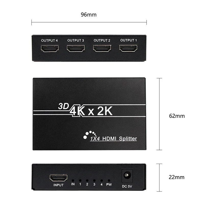 4K HDMI Splitter Full HD 1080p Video HDMI Switch Switcher 1X2 1X4 Dual Display For HDTV DVD PS3 Xbox - الصورة 6