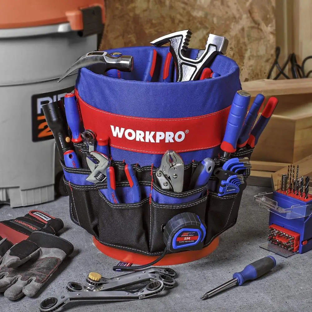 WORKPRO 5 Gallon Bucket Tool Organizer Bucket Boss Tool Bag with 51 Pockets Fits to 3.5-5 Gallon Bucket (Tools Excluded) - الصورة 6