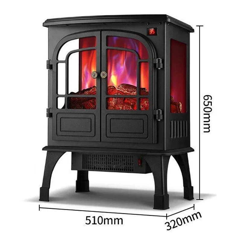 New Fashion European-style 3d Simulation Three-sided Flame Electric Fireplace Fast Heat Heater Household Bathroom Office Heater - الصورة 4