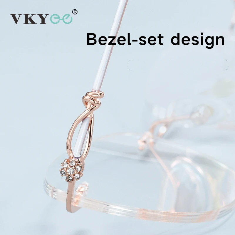 VICKY New Fashion Rimless Myopia Glasses Personalized Simple Design Women's Optical Glasses Customizable Prescription 2803Q - الصورة 3