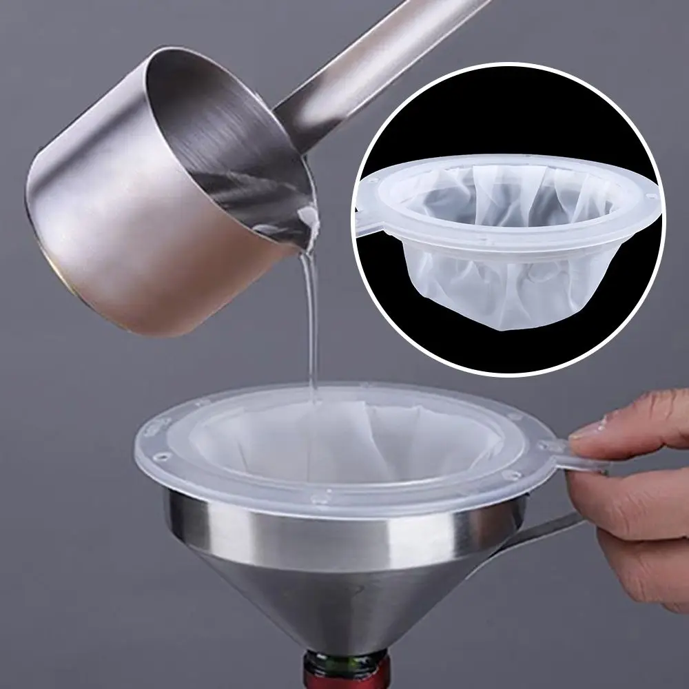 13/15cm 100-450 Mesh Nylon Filter Stainless Steel Funnel Strainer For Fruit Milk Chinese Medicine Oil White Wine Boiled Water - الصورة 2