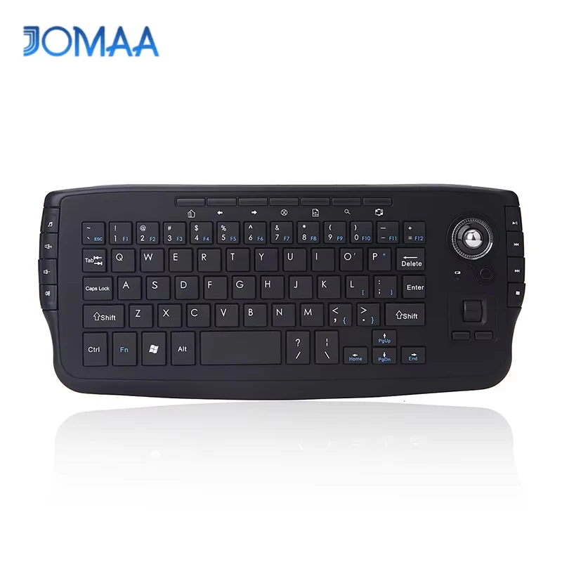 JOMAA 2.4G Wireless Ergonomic Keyboard Mini Size Decent Design Keyboard 15 Multi-Media Key Gaming Keyboard With Trackball For Wi
