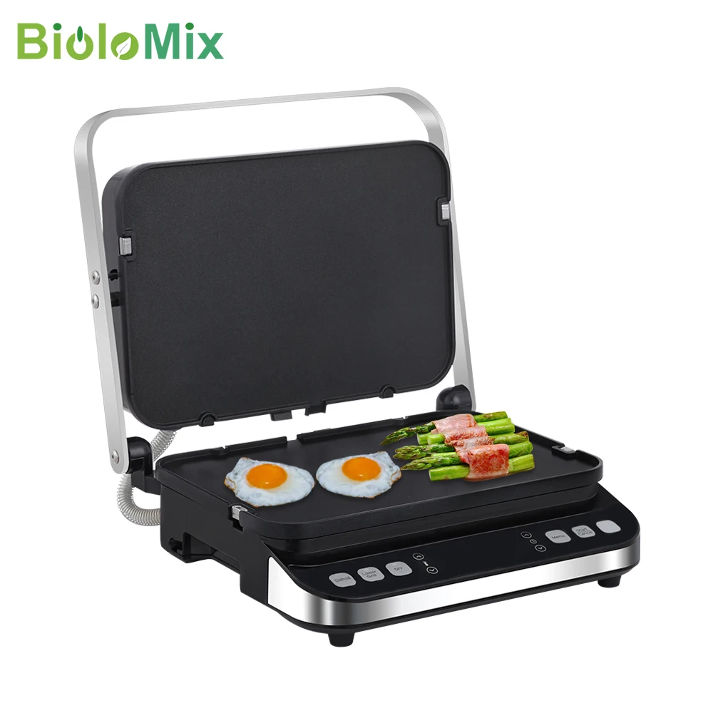 BioloMix 2000W 6-in-1 Electric Grills for Barbecue, Digital Griddle, Sandwich and Panini Press, Optional Waffle Maker Plates - Image 2