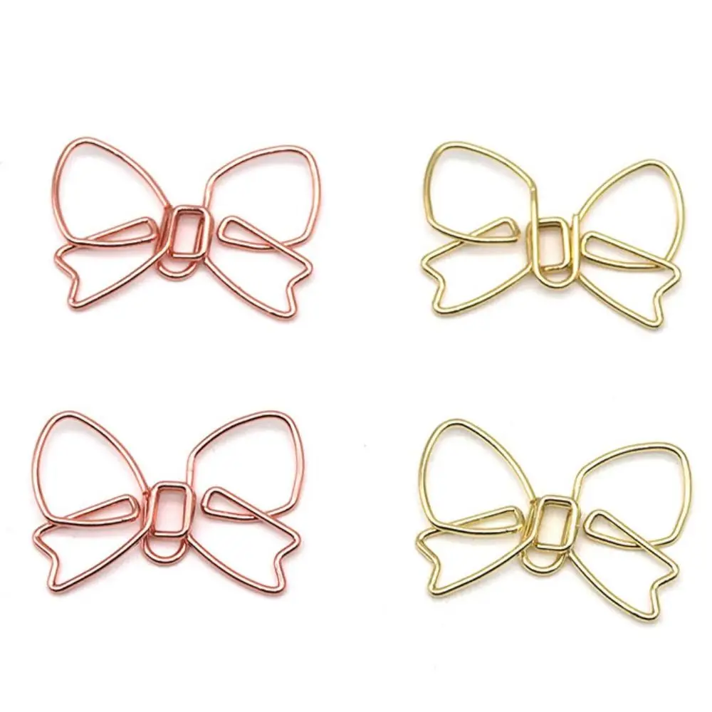10PCS Paper Decorative Metal Bowknot Paper Clips Special-shaped Gold Bookmark Clip Creative Paper Clamps Office/School - الصورة 2