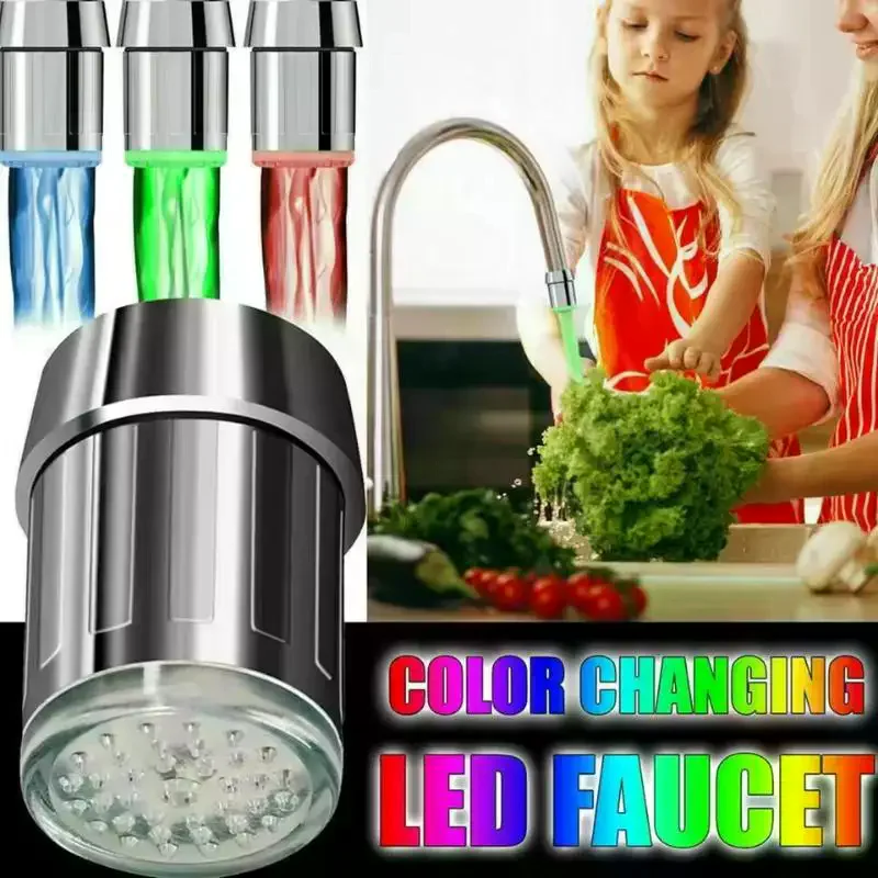 3-Color LED Sensor Faucet Temperature-Sensitive Light Water Saving Stream Light Faucet Aerator Tap Nozzle For Kitchen Bathroom - الصورة 2