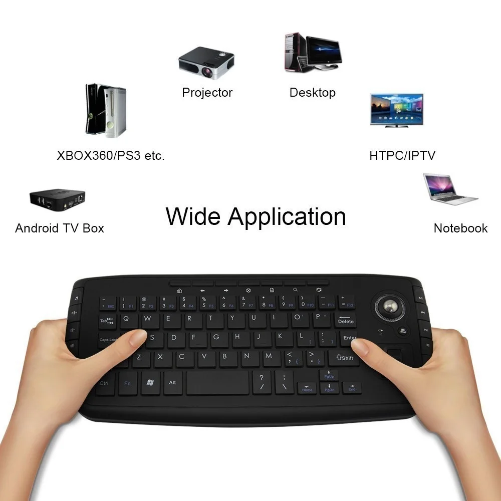 JOMAA 2.4G Wireless Ergonomic Keyboard Mini Size Decent Design Keyboard 15 Multi-Media Key Gaming Keyboard With Trackball For Wi - الصورة 6