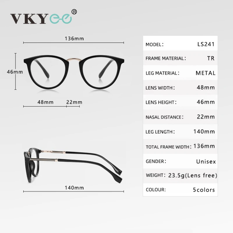 VICKY Simple Classic Stylish Round Frames Design Men's Anti-Blue Light Reading Glasses Women Customizable Prescription LS241 - الصورة 6