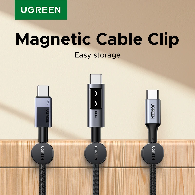 Ugreen Magnetic Cable Organizer Clips for Desk USB Charging Cord Management Holder Wire Ties for Earphone Cable Organizer
