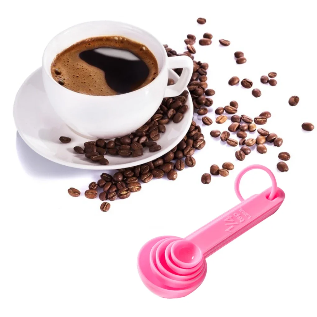 5Pcs/set 3 Colors Kitchen Measuring Spoon Coffee Teaspoon Sugar Scoop Baking Cooking Kitchen Measuring Cups with Scale Tools - الصورة 6