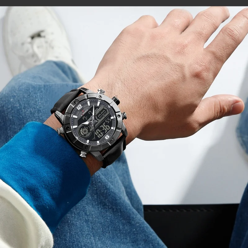 NAVIFORCE Men Quartz Watch Dual Time Date Night Illumination Classic Business Male Clock Luxury Original Waterproof Wristwatch - Image 3