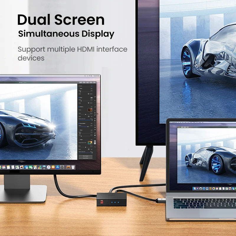 UGREEN HDMI Splitter 1 in 2 Out 4K60Hz HDMI-compatible Splitter for Dual Monitors HDCP 2.2 3D HDR EDID HDMI Adapter - الصورة 2