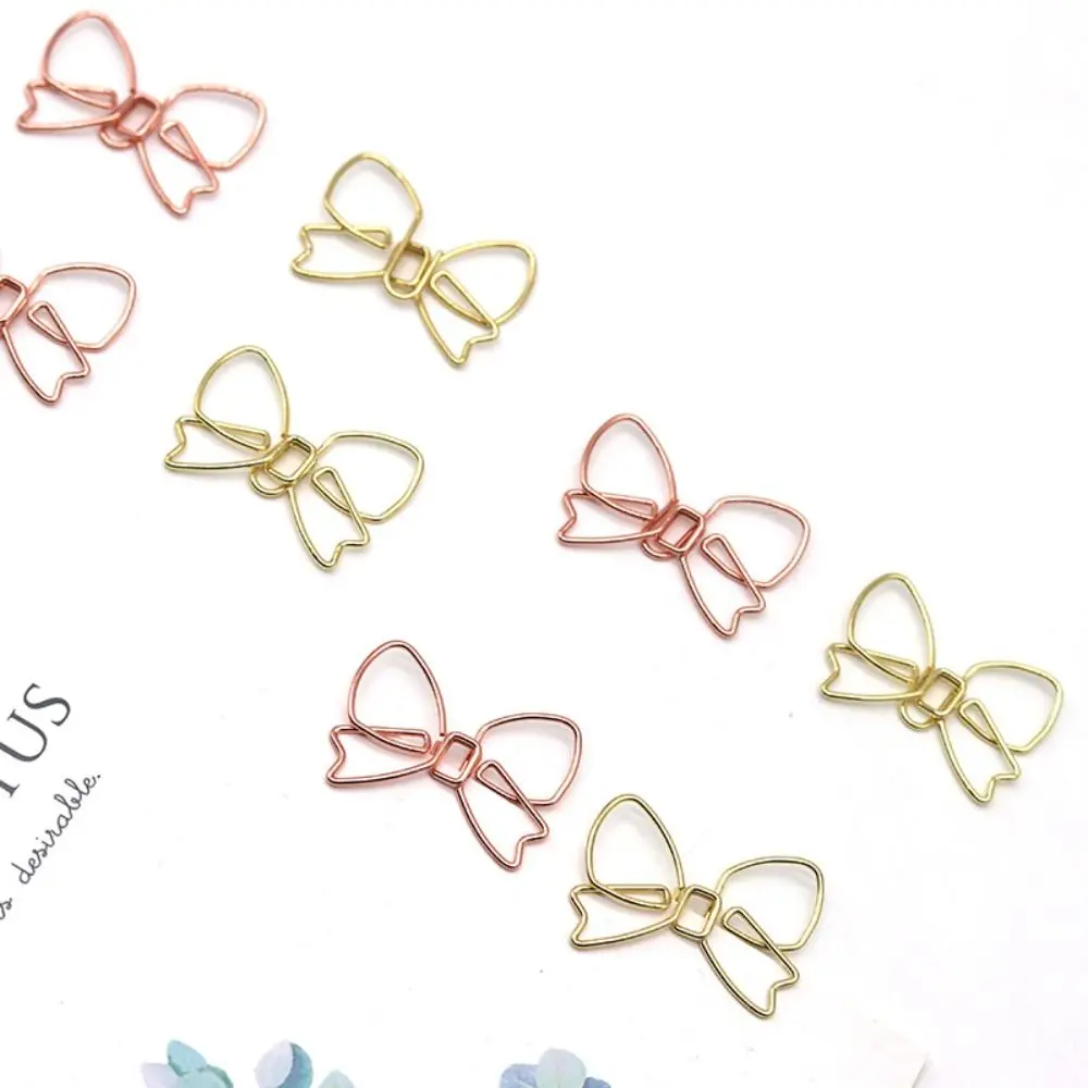 10PCS Paper Decorative Metal Bowknot Paper Clips Special-shaped Gold Bookmark Clip Creative Paper Clamps Office/School - الصورة 5