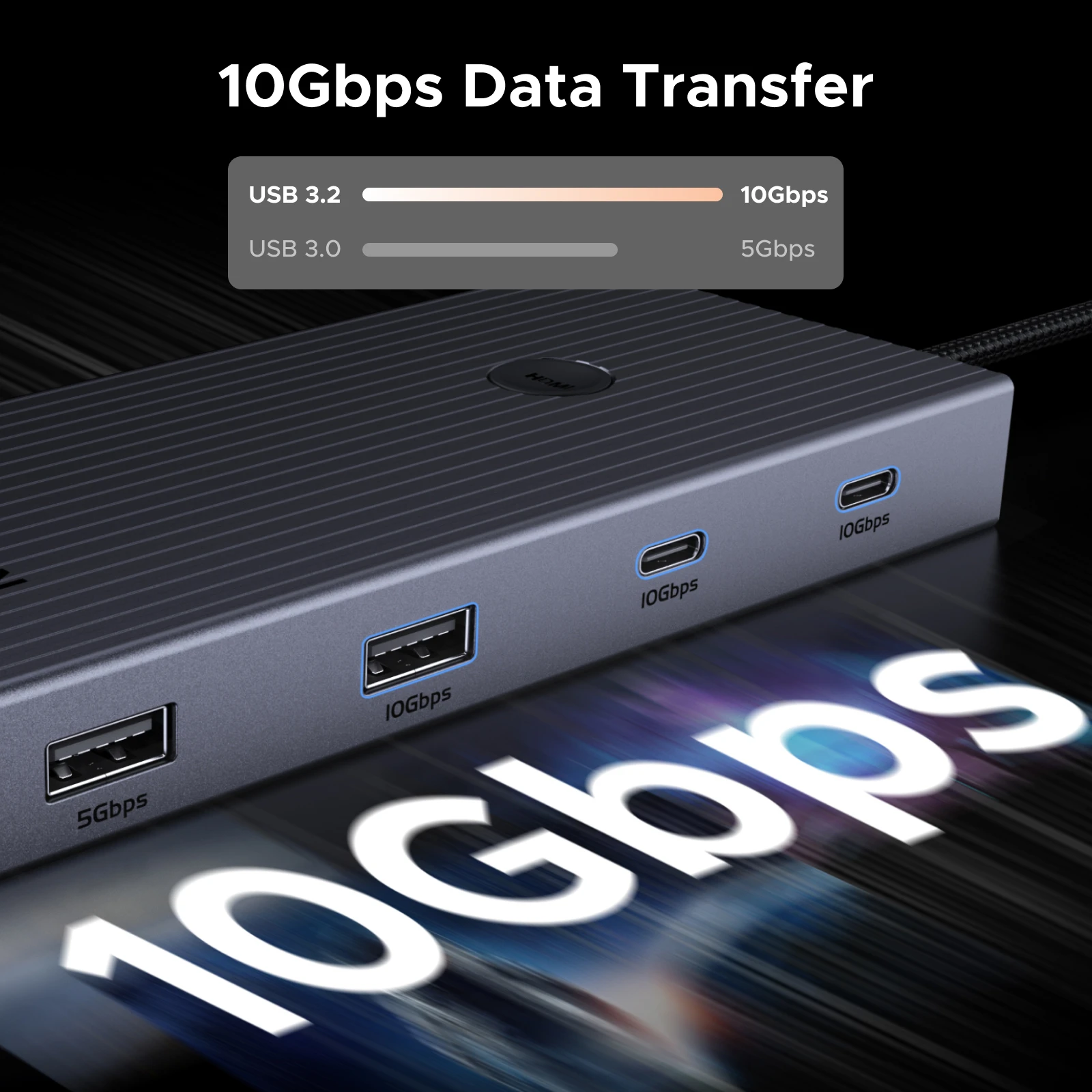 UGREEN USB HUB 9-in-1 4K60Hz HDMI PD100W RJ45 SD/TF USB3.2 Gen2 10Gbps for Laptop Accessories Dell MacBook HP Splitter Docking - الصورة 3