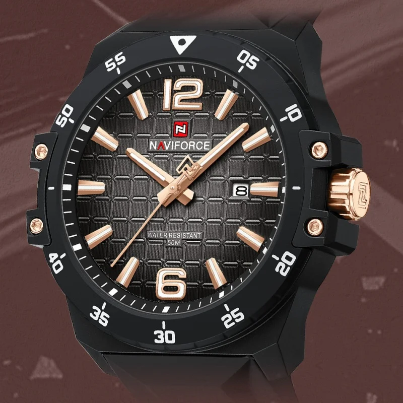 Original Brand NAVIFORCE Fashion Men's Watches Luxury Quartz Sport Silicone Band Wristwatch Waterproof Luminous Clock Male Gift - الصورة 2