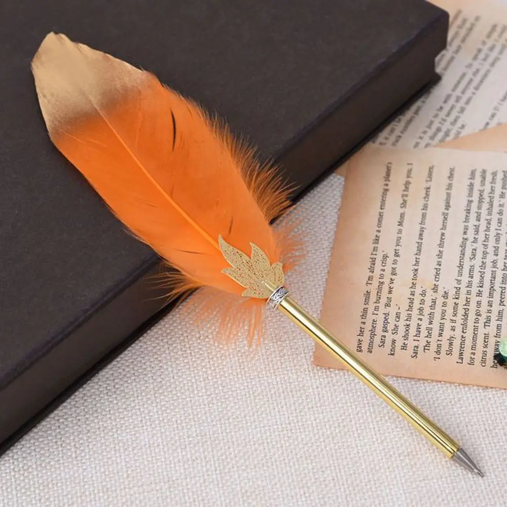 Business Office Supplies Gift Student Stationery Feather Ballpoint 0.5mm Writing Pen Ballpoint Pen Feather Decor